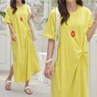 Twist-front Slit-hem T-shirt Dress