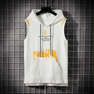 Sleeveless Letter Printed Hooded Tank Top (various Design)