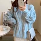 Cable Knit Sweater Sweater - Light Blue - One Size
