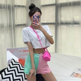 Drawstring Contrast-panel Shorts