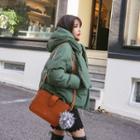 Detachable-scarf Hooded Puffer Jacket