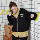 Set: Lettering Zip-up Hoodie + Jogger Pants