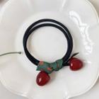 Cherry & Ribbon Hair Tie Black & Red & Green - One Size