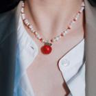 Freshwater Pearl Apple Necklace Red - One Size