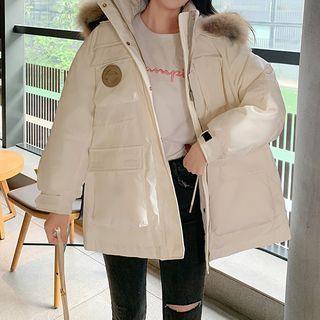 Fluffy Trim Hooded Cargo Jacket