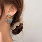 Alloy Drop Earring 1 Pair - Silver Stud - Blue & Gold - One Size