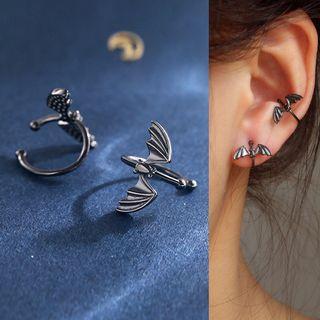 Alloy Bat Cuff Earring 1 Pair - Black - One Size