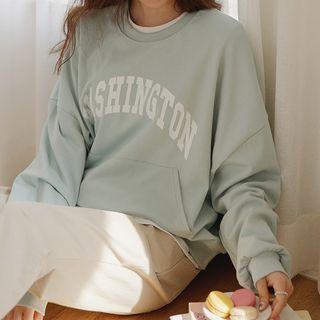 Letter Kangaroo-pocket Sweatshirt