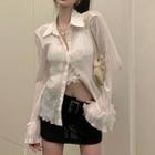 Lace Trim Camisole Top / Bell-sleeve Blouse / Belted Mini Skirt