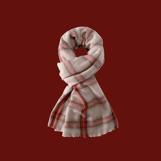 Plaid Scarf Plaid - Red & Beige - M