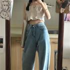 Crinkled Vest / Wide-leg Jeans