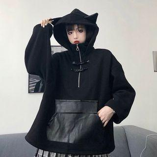 Half-zip Hoodie Black - One Size