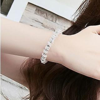 Faux Crystal Open Bangle White - One Size