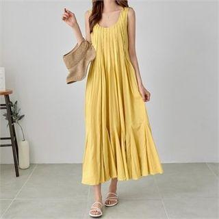 Sleeveless Pintuck-detail Maxi Dress