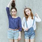 3/4-sleeve Tie-neck Blouse