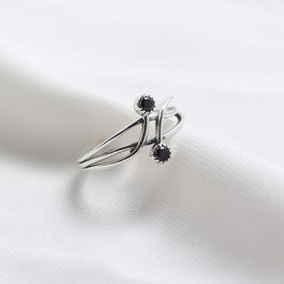 925 Sterling Silver Rhinestone Layered Ring As Shown In Figure - One Size