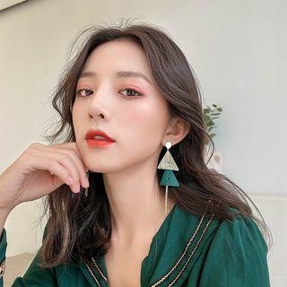 Faux Pearl Triangle Dangle Earring 1 Pair - Tassel Earring - One Size