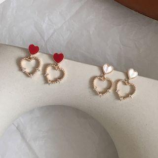 Rhinestone Cutout Heart Earring