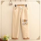 Dog & Cat Embroidered Drawstring Pants