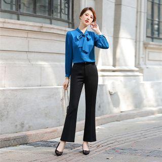 Long-sleeve Tie Neck Shirt / Dress Pants