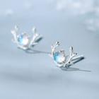 Deer Horn Moonstone Sterling Silver Earring
