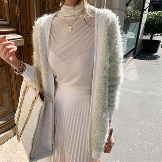 Fluffy Knit Open Cardigan Ivory - One Size