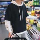 Mock Two-piece Smiley Embroidered Hoodie