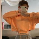 Irregular Hem Collared Long-sleeve T-shirt