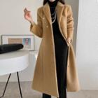 Button-detail Faux-fur A-line Coat