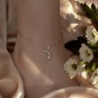 925 Sterling Silver Moon Anklet Silver - One Size