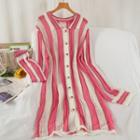 Striped Cardigan Rose Pink - One Size