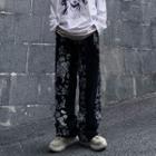 Side Flower Print Wide-leg Pants