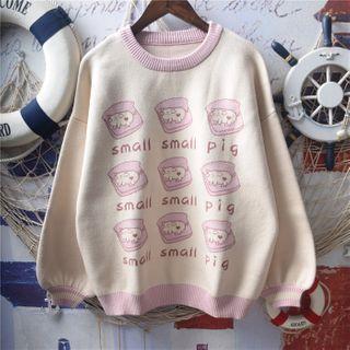 Bow Pattern Sweater Off-white - One Size