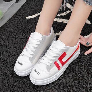 Colored Panel Lace-up Canvas Shoes