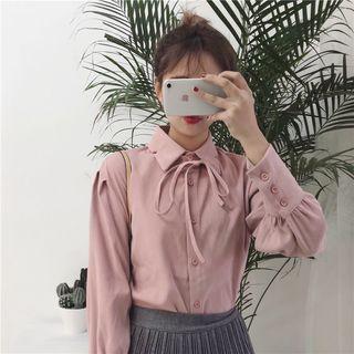 Long Sleeve Lace Up Blouse