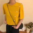 Short-sleeve Button-up T-shirt