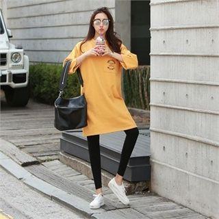 Pocket-front Lettering T-shirt Dress