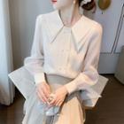 Long-sleeve Layered Collared Blouse