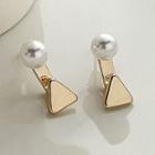 Faux Pearl Triangle Alloy Earring 1 Pair - Stud Earring - S925 Silver Needle - Gold - One Size