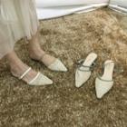 Pointy Mary Jane Woven Mules
