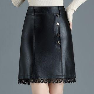 Faux Leather Embellished Pencil Skirt