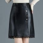 Faux Leather Embellished Pencil Skirt