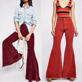 Frayed Corduroy Boot-cut Pants