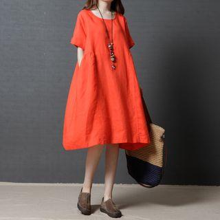 Elbow-sleeve Tunic Dress
