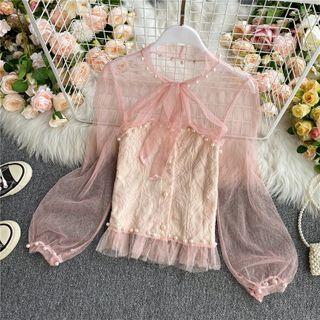 Round-neck Lace Long-sleeve Shirt