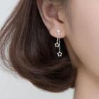 Rhinestone Star Drop Earring 1 Pair - With Earplug - Silver - One Size