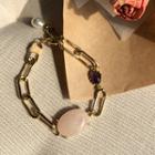 Faux-gem Linked Bracelet Gold - One Size