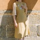 Short-sleeve Embroidered Lace-up A-line Qipao Dress