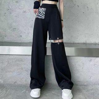 Cut-out High Waist Wide Leg Pants