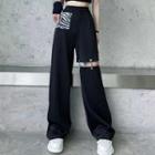 Cut-out High Waist Wide Leg Pants